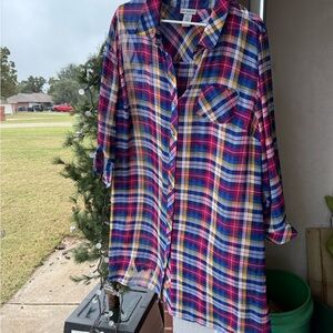 Catherines Multicolor Plaid See Through Over Dress